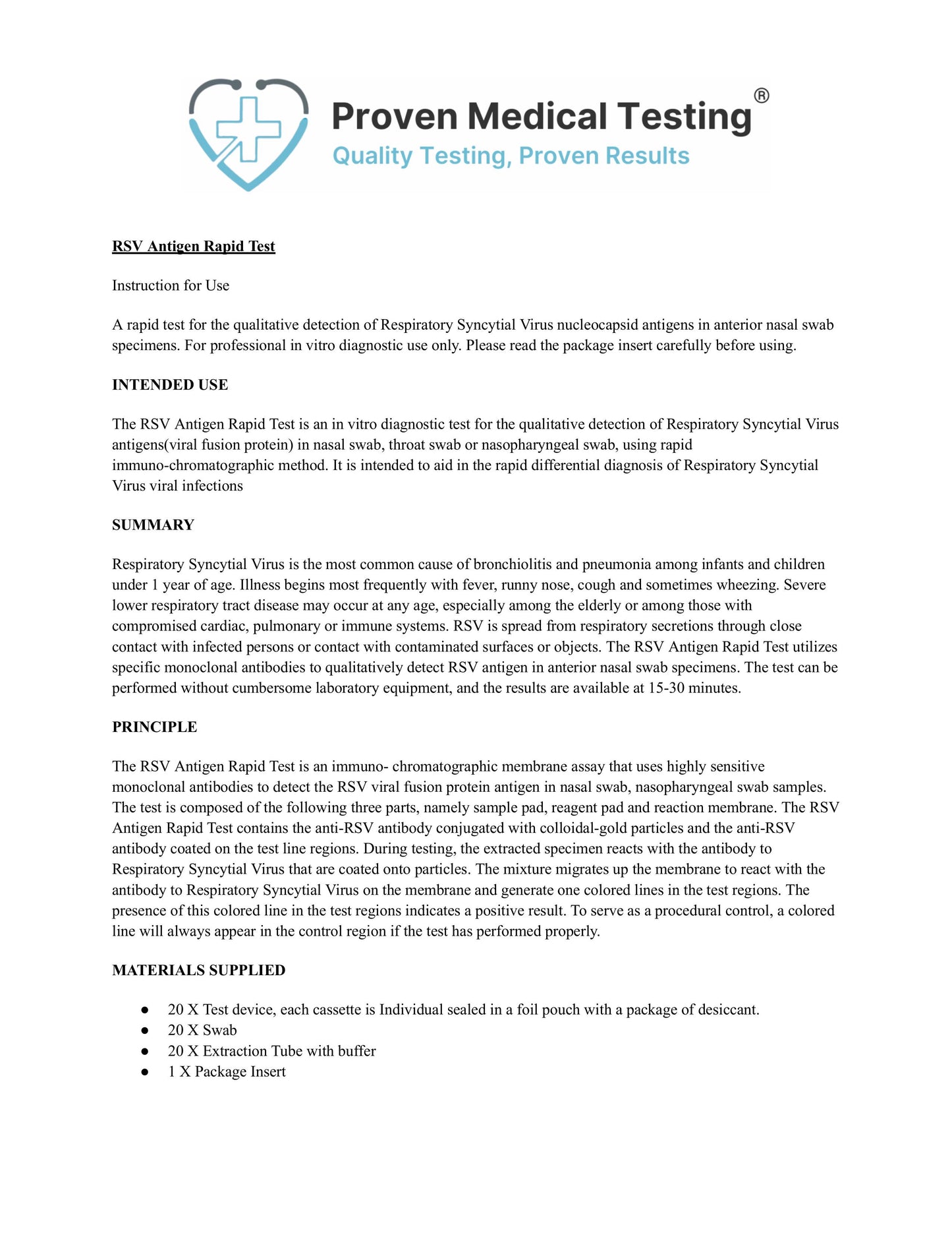 RSV Test - (20 pack)