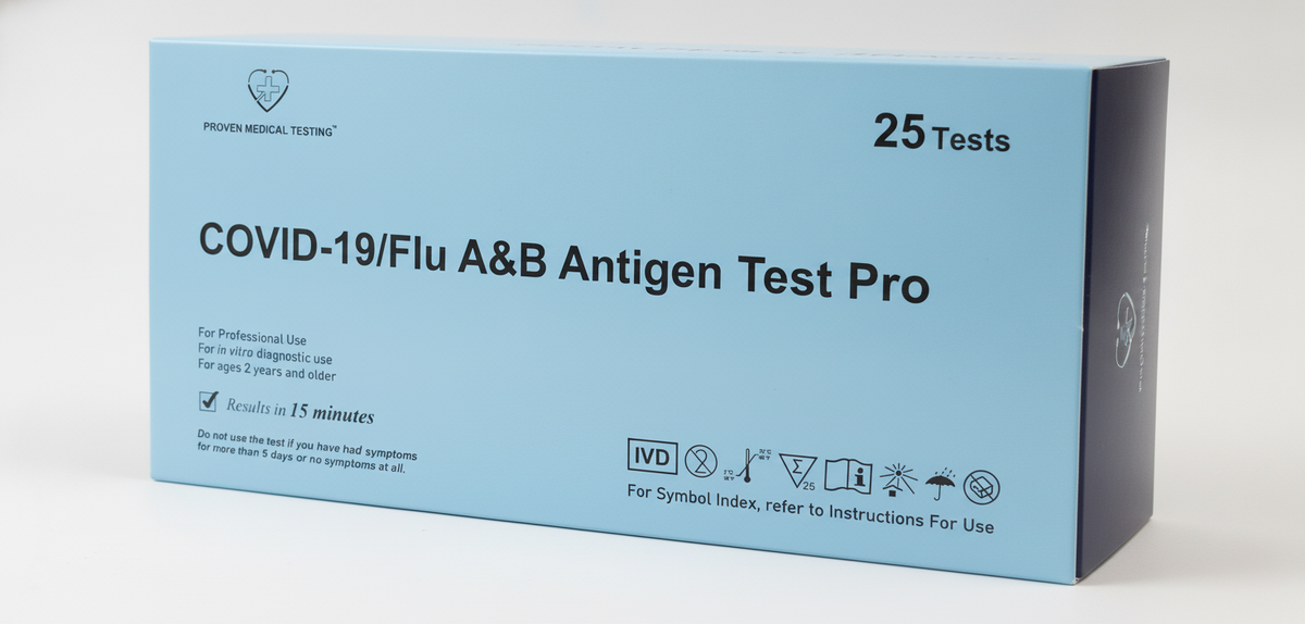 COVID-19/Flu A&B Antigen Test Pro carton detail — Proven Medical Testing