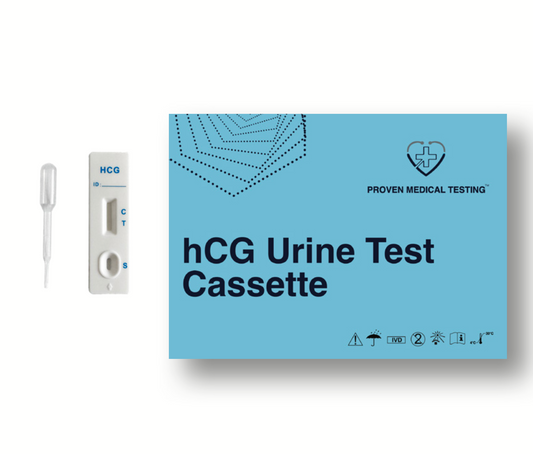 hCG Urine Test Cassette wholesale retail box with pipette and test cassette — Proven Medical Testing